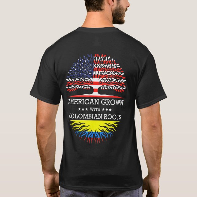 Camiseta Estadounidense Crecido Con Raíces Colombianas Band (Reverso)