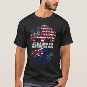 Camiseta Estadounidense creció con Montserrat Roots Bandera