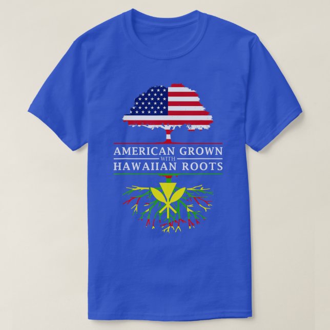 Camiseta Estadounidense creció con raíces nativas hawaianas (Diseño del anverso)