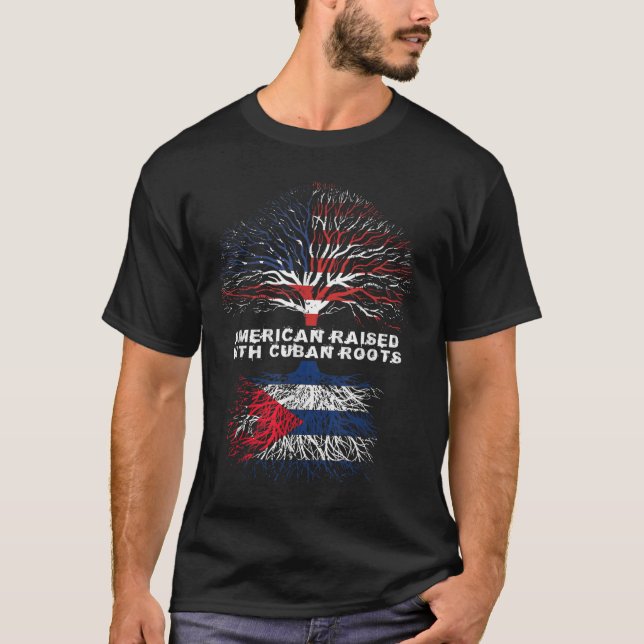 Camiseta Estadounidense criado con Cuba como raíces cubanas (Anverso)