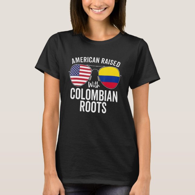 Camiseta Estadounidense Criado Con Raíces Colombianas Ee. U (Anverso)