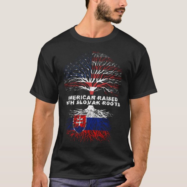 Camiseta Estadounidense criado con raíces eslovacas Eslovaq (Anverso)