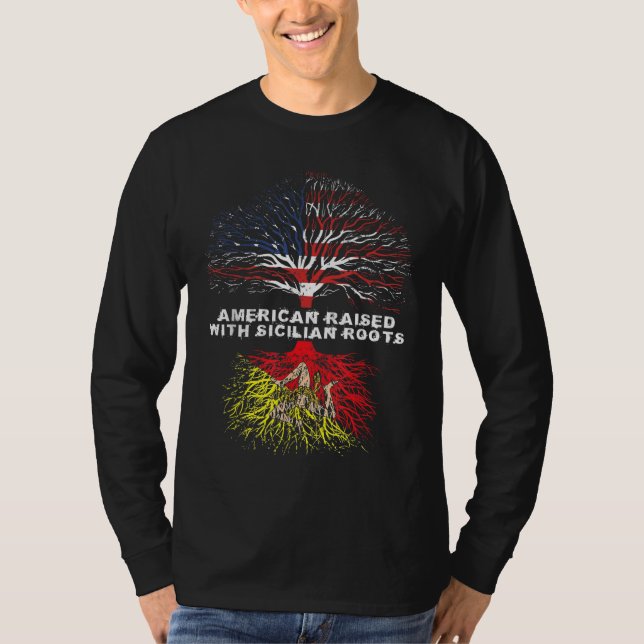 Camiseta Estadounidense criado con raíces sicilianas (Anverso)