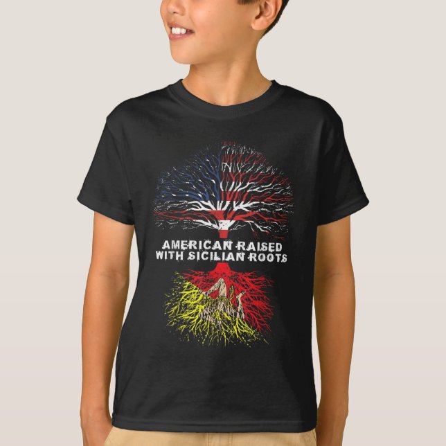 Camiseta Estadounidense criado con raíces sicilianas (Anverso)