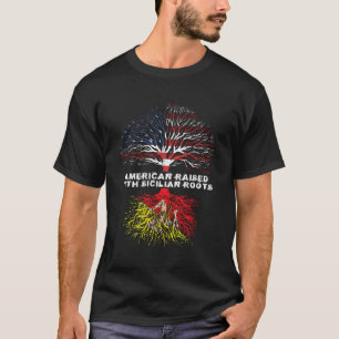 Camiseta Estadounidense Criado Con Raíces Sicilianas Sicili
