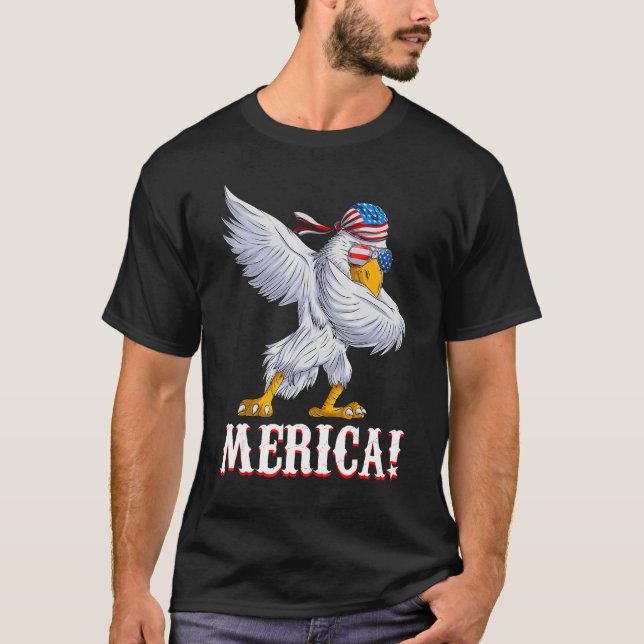 Camiseta Estadounidense Dabbing Eagle Merica Hombres Patrió (Anverso)