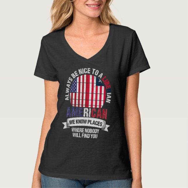 Camiseta Estadounidense liberiano conocemos lugares donde q (Anverso)