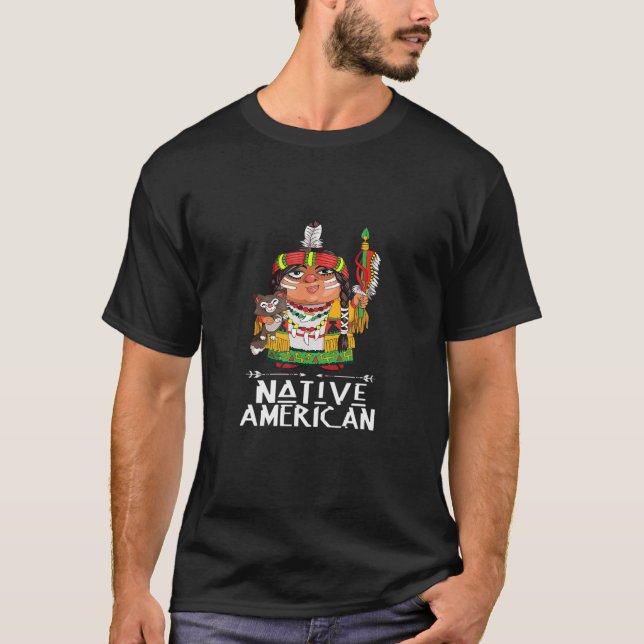 Camiseta Estadounidense nativo con gato (Anverso)