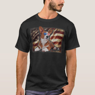 Camiseta Estadounidense Perro Flagpatriótico Corgi1456
