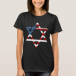 Camiseta Estadounidenses Judíos Estrella De David Con Bande<br><div class="desc">Estadounidenses Judíos Estrella De David Con La Bandera Estadounidense Hanukkah Gift</div>