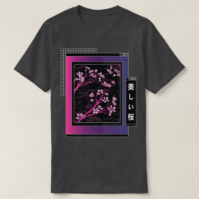Camiseta Estallido de árbol sakura de cerezo japonés de vap (Diseño del anverso)