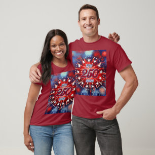 Camiseta Estallido Gráfico de Fuegos Artificiales por el 25