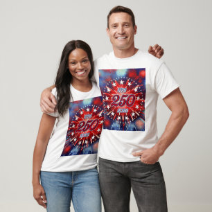 Camiseta Estallido Gráfico de Fuegos Artificiales por el 25