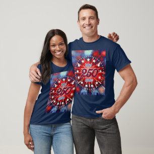 Camiseta Estallido Gráfico de Fuegos Artificiales por el 25