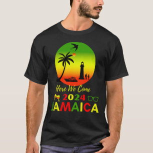 Camiseta Estamos aquí en Jamaica 2024 con la bandera jamaiq
