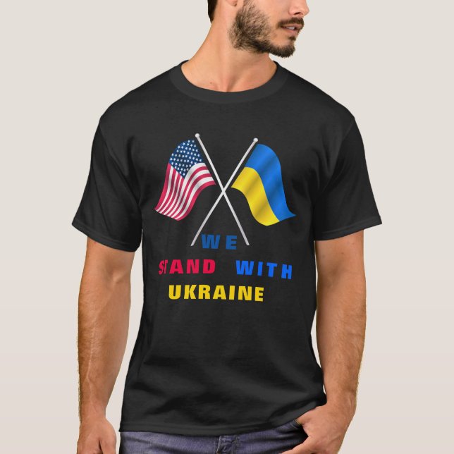 Camiseta Estamos con Ucrania - Bandera de Estados Unidos -  (Anverso)