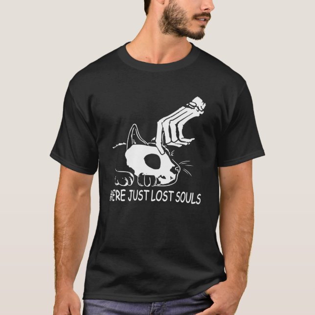 Camiseta Estamos perdidos Souls Skull Skeleton Cat Hallowee (Anverso)