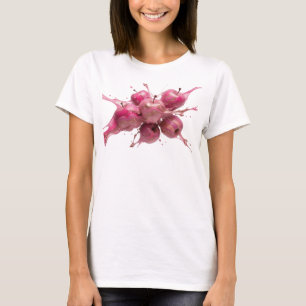 Camiseta Estampa abstracta de manzana rosa fresca de moda