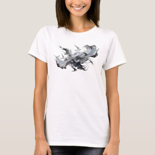 Camiseta Estampa Creativa de Aves Abstractas Doradas Modern
