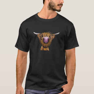 Camiseta Estampa de animal de vaca de las Tierras Altas 'Th