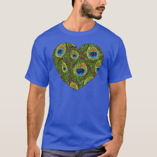 Camiseta Estampa de arte brillante de pluma de pavo real