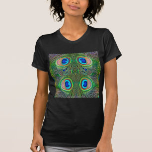 Camiseta Estampa de Caleidoscopio de Plumas de Pavo Real