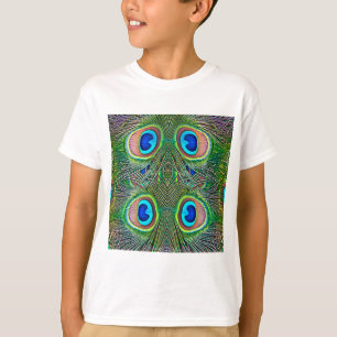 Camiseta Estampa de Caleidoscopio de Plumas de Pavo Real