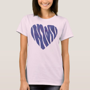 Camiseta Estampa de cebra Animal Corazón Púrpura