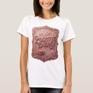 Camiseta Estampa de ENERGÍA POSITIVA en Dorado Edgy