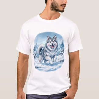Camiseta Estampa de pecho de perro de montaña invernal