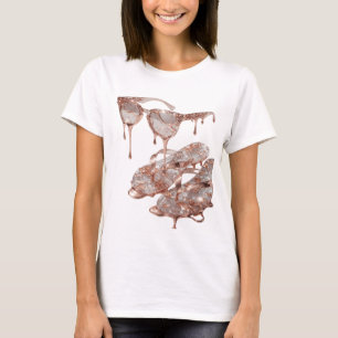 Camiseta Estampa de plata con glamour de oro rosa
