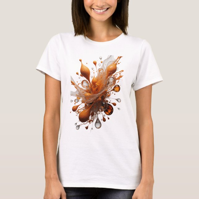 Camiseta Estampa moderna de naranja con salpicaduras de pla (Anverso)