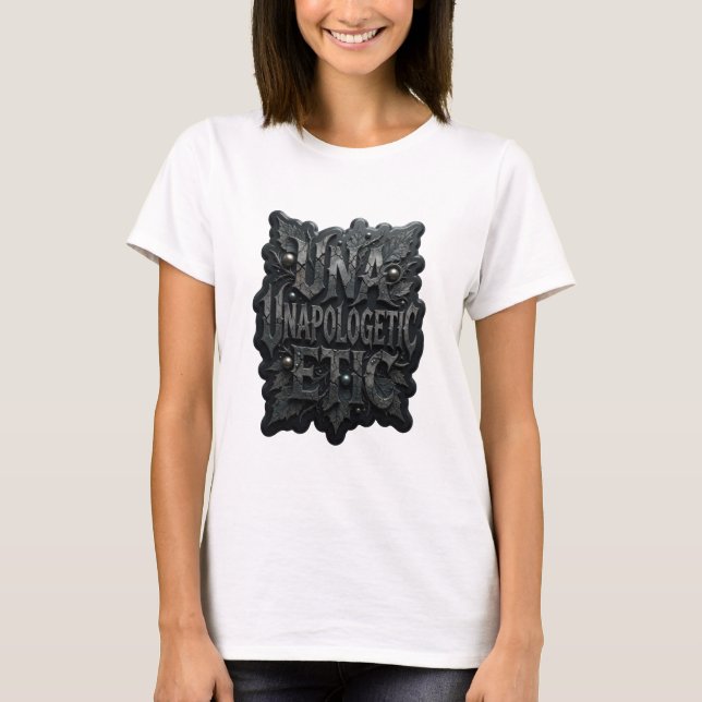 Camiseta Estampa Vibrante Plateada SIN DISCULPAS (Anverso)
