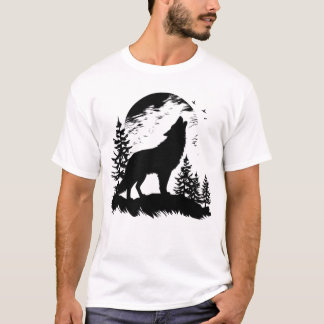 Camiseta estampada de lobo, camisetas para hombres
