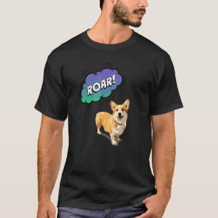 Camiseta Estampado Animal Rugido Con Perro Corgi Lindo