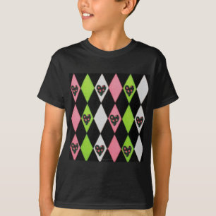 Camiseta Estampado de Arlequín Colorido con Corazones de Ro