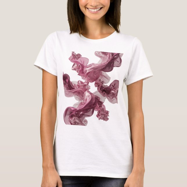 Camiseta Estampado de flores esponjosas de tela plateada co (Anverso)
