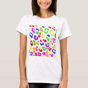 Camiseta Estampado de leopardo arcoíris blanco