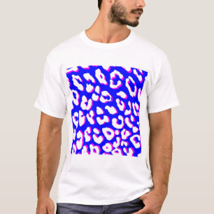 Camiseta Estampado de leopardo blanco azul rosa