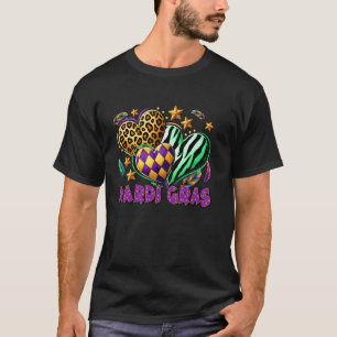 Camiseta Estampado de leopardo Corazones Lindos de Mardi Gr