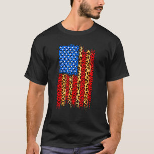 Camiseta Estampado de leopardo Guepardo Bandera Americana 4