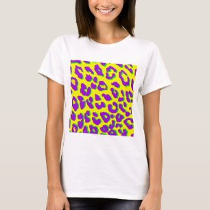 Camiseta Estampado de leopardo púrpura amarillo verde