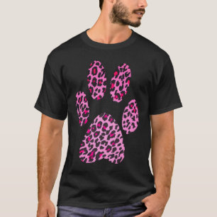 Camiseta Estampado de leopardo rosa Pata de gato Guepardo J