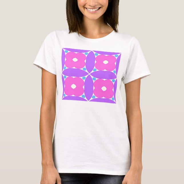 Camiseta estampado de plores rosado (Anverso)