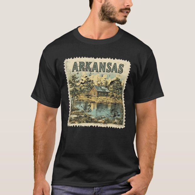 Camiseta Estampado del estado de Arkansas en el estado de V (Anverso)