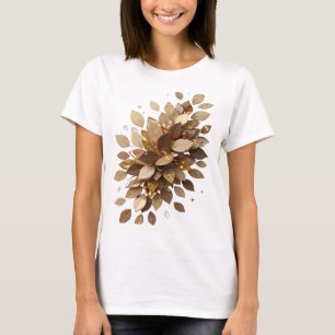 Camiseta Estampado icónico de hojas doradas plateadas