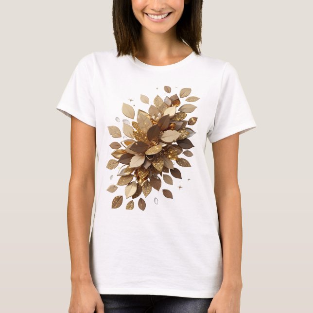 Camiseta Estampado icónico de hojas doradas plateadas (Anverso)