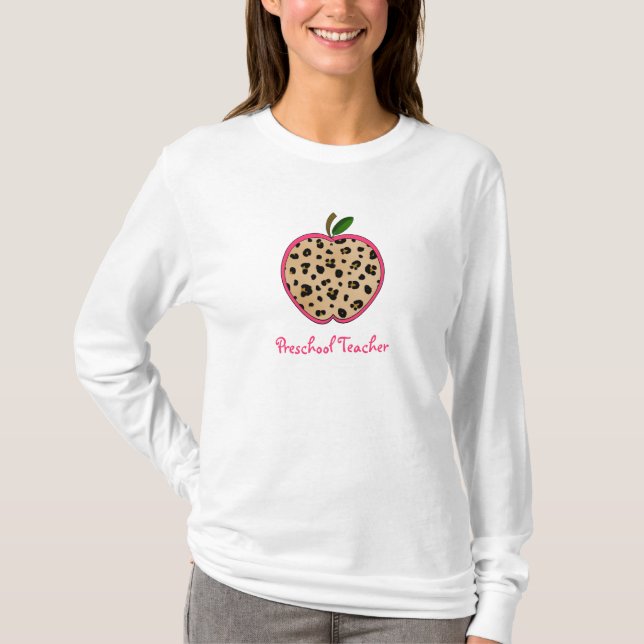 Camiseta Estampado leopardo preescolar Apple del profesor (Anverso)