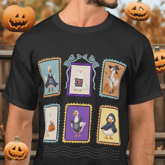 Camiseta Estampado retro de ganso de Halloween (Halloween Goose Retro Stamp Tee)