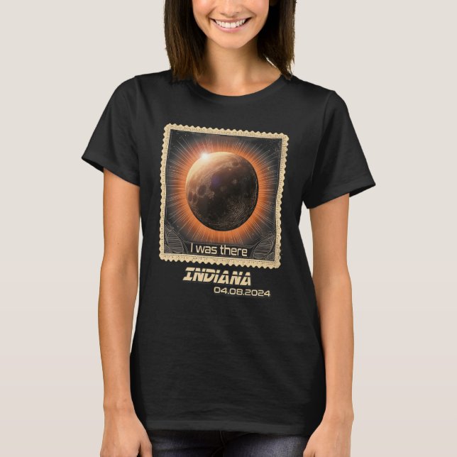Camiseta Estampado retro Eclipse solar total 2024 Indiana (Anverso)